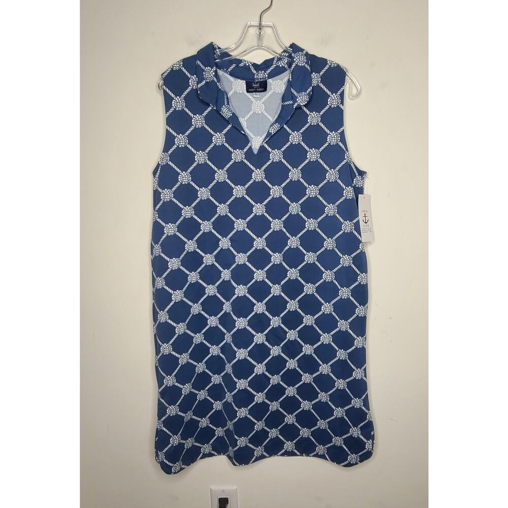 NWT Coral Cove Sailor blue white nautical rope sleeveless dress - large
